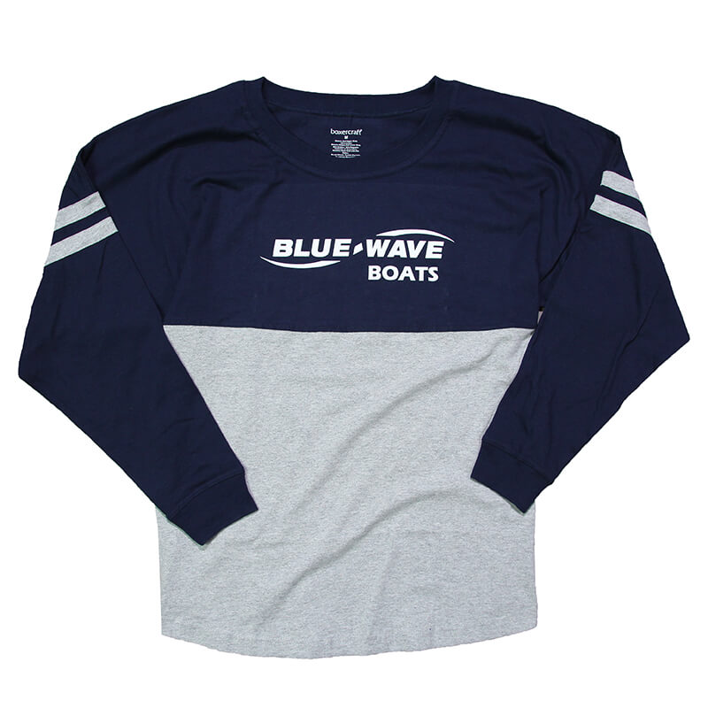 Camiseta de punto de manga larga para mujer - Azul marino | Gris 