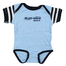 Load image into Gallery viewer, Blue Wave Infant Onesie - Light Blue | Navy Stripe
